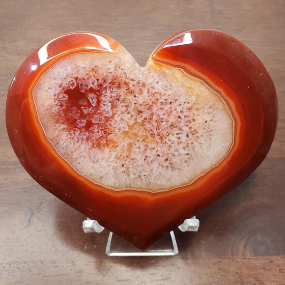Carnelian Crystal Heart With Druzy - Picture 6 of 12